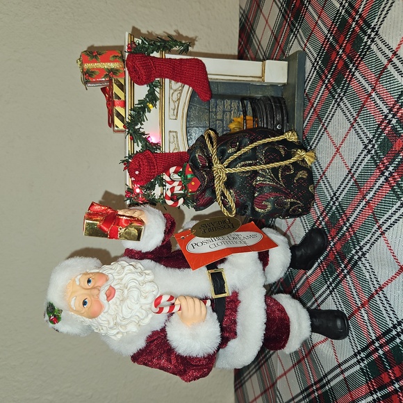 Possible Dreams Santa with Lighted Fireplace Holiday Figurine Decor